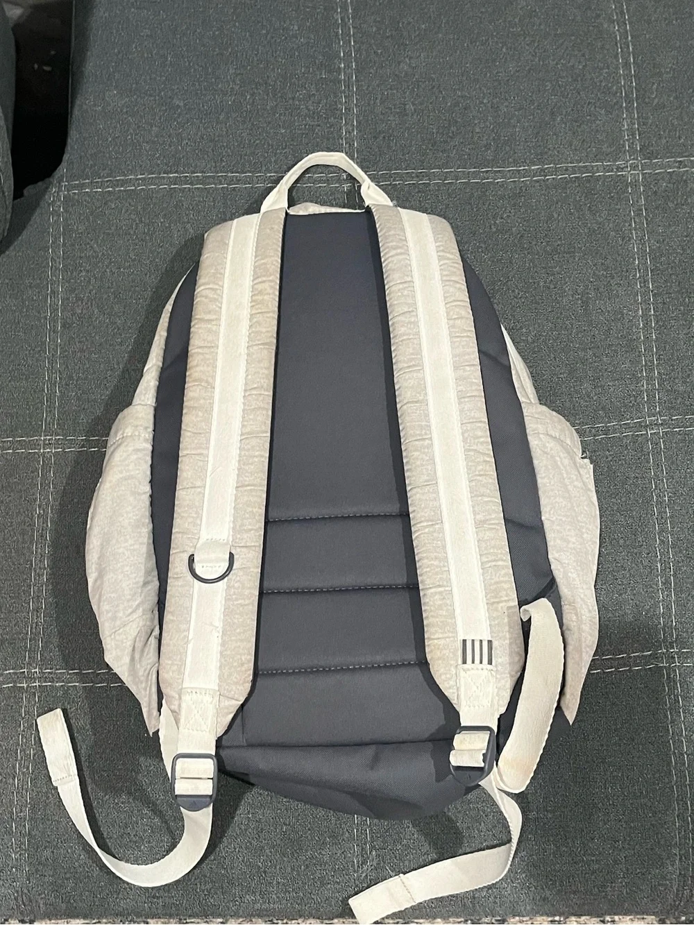 adidas Light Gray Backpack with Rose Gold Stripe Accents